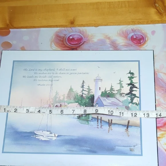 Serene Lakeside Wall Art with Lighthouse - Picture 15 of 16